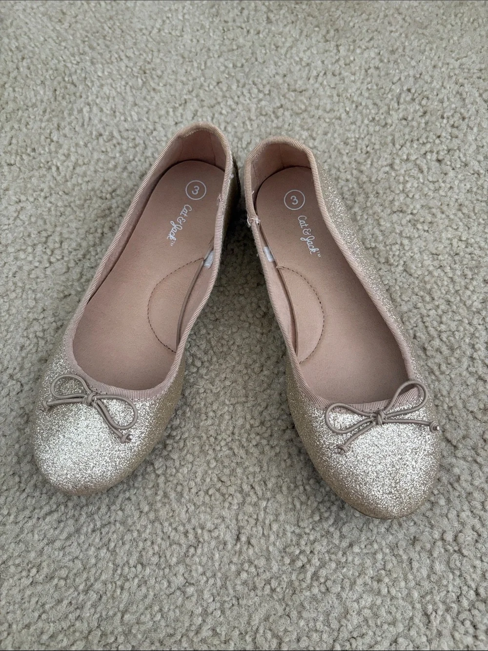 Cat & Jack Girls' Glitter Ballet Flats in Rose